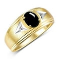 thumbnail image 4 of RYLOS Men's Rings Yellow Gold Plated Silver Classic 8X6MM Oval Gemstone &  Diamond Ring Cabochon Onyx October Birthstone Rings For Man Silver Rings Size 13, 4 of 8