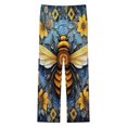 thumbnail image 4 of Watercolor Bumblebee Yellow Sunflowers Womens Pyjamas Set Button Up Pyjamas Womens with Long Sleeve Top And Wide Leg Pants V-neck Loungewear Sets, 4 of 9