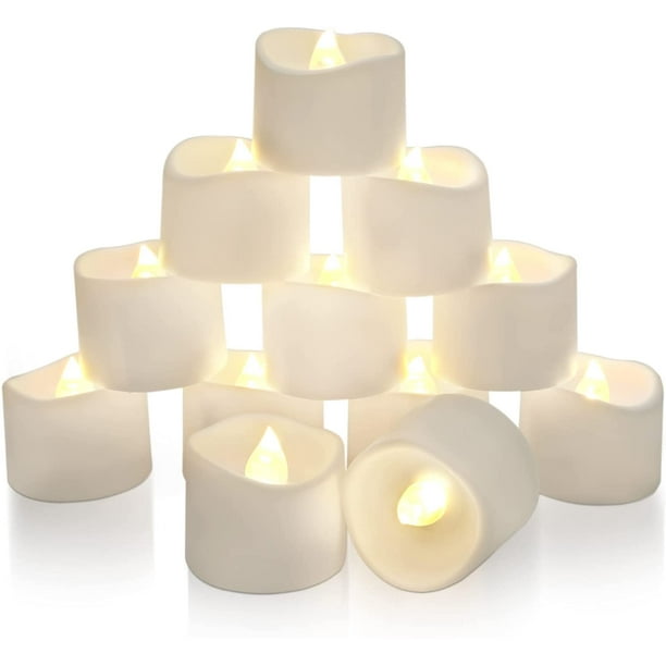 24 bougies chauffe-plat LED avec minuterie, bougies chauffe-plat à piles  pour table 