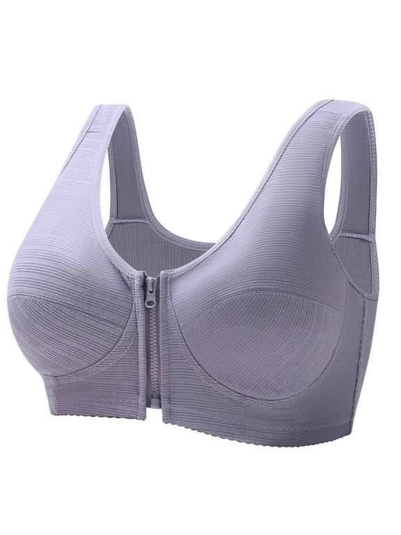 Wireless Bras for Women Front Zip Closure Push Up Shapewear Solid Soft Comfortable Everyday Wear