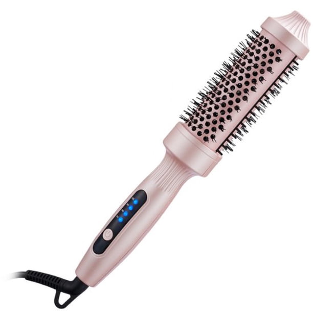 Crrynuo - Cepillo térmico - Rizador - Diseño anti-quemaduras - Peine para peinar cabello rizado y liso - Rosa - Con 4 ajustes de temperatura y calentamiento rápido