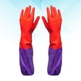 thumbnail image 4 of WASHWEPE Waterproof Rubber Gloves Red 1 Pair 19.3x4.9x2in Long Cuff, 4 of 7