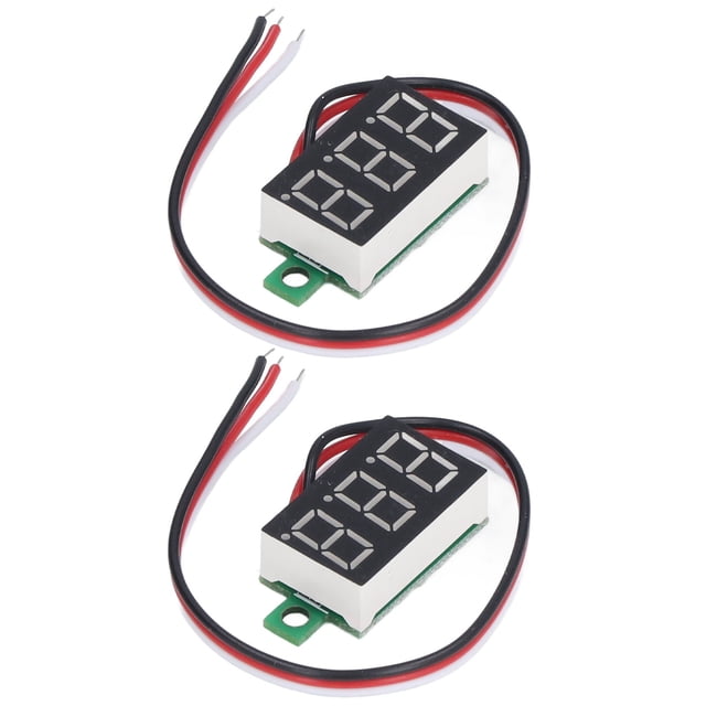 Mini voltímetro digital de CC medición precisa 0-30V 2 piezas Pantalla clara Medidor de voltaje digital LED de 3 cables con plomo para producción de bricolaje para automóvil ANGGREK Otros