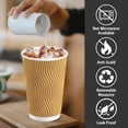 thumbnail image 5 of Lamosi Disposable Paper Cups with Lids 16 oz,Insulated to Go Cup,Ripple Double Wall,Brown 100 Count, 5 of 10