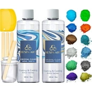 Epoxy Resin AB Part - 20oz Crystal Clear Resin Kit for Art Craft Resin Jewelry Making River Tables Casting and Coating 10 Mica Pigments, 2 Glow in The Dark Colors, 3 Accessories