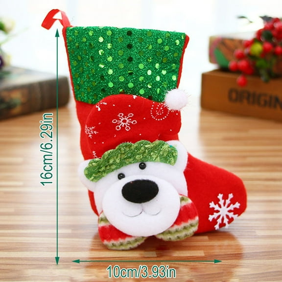 HCTSHG Christmas Stockings, Christmas Stocking Deer Santa Snowman Burlap Plaid Xmas Stocking Holiday Christmas Decoration for Family Kids