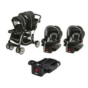 Angle View: Graco Ready2Grow Dual Stroller & Two SnugRide Car Seat Travel System, Gotham