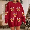 thumbnail image 2 of larppty Womens Oversized Christmas Sweaters Crewneck Reindeer Graphic Knit Long Sleeve Santa Xmas Pullover Sweater (Red, L), 2 of 8