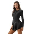thumbnail image 2 of Doomiva Women's Adult Figure Ice Skating Dress Long Sleeves Gymnastics Leotard Dancewear Black M, 2 of 7