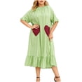 thumbnail image 2 of Qiopertar Vente de Liquidation Mode Robe à Manches Courtes Col Rond pour Femmes Printemps/été Offres de la Semaine Moins de 5$, 2 of 6