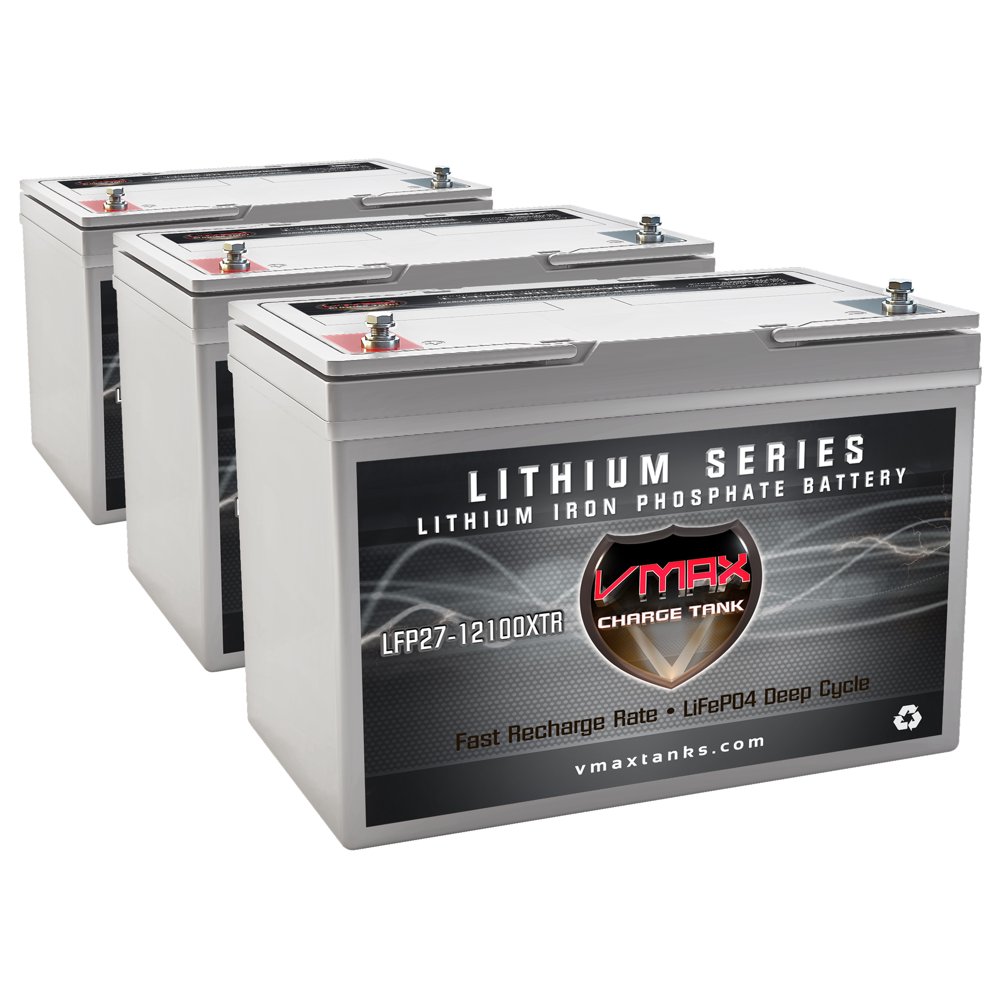 QTY 3 VMAX LFP2712100XTR 12V 100AH 1280Wh Lithium LiFePO4 Lightweight