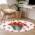 thumbnail image 5 of Red Tulip Flowers Round Area Rug 4ft, Spring Floral Vintage Drum Rustic Washable Non-Slip Circle Rugs for Bedroom Living Room Kitchen, Soft Non Shedding Circle Carpet for Dining Room Dorm, 5 of 9