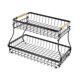 thumbnail image 2 of Cesta de frutas de dos niveles, soporte para almacenar verduras con asas de madera y estructura metálica. Negro, 2 of 9