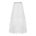 thumbnail image 6 of High Waist Midi Skirt for Women A-Line Pleated Skirts Women's Casual Irregular Cake Skirt Skirt Women's Mid-length High-waisted Gauze Skirt,White,S, 6 of 7