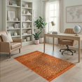 thumbnail image 2 of ODIKA 4'x6' Burnt Orange Cheetah Print Leopard Washable Area Rug Spotted Jungle Motif Botanical Scatter Wild Layout for Dorm Room, Small Living Stain Resistant Low Profile, Easy Care, 2 of 7