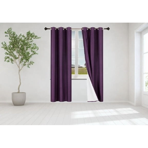 Gorgeous Home Linen Set of 2 panels Purple Color Room Darkening Blackout Grommet Window Curtain 37"x 84" Each for Any Room Décor