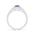 thumbnail image 2 of ANGARA Natural Emerald-Cut Amethyst Halo Ring in 14K White Gold for Women (Size-7x5mm) | February Birthstone, Birthday, Anniversary, Jewelry Gift for Women | Natural Amethyst Ring, 2 of 9