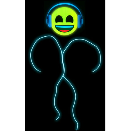 GlowCity Super Bright Light Up Headphones Emoji Stick Figure Costume For Parties - Lime Green - Small 3-5 FT Tall