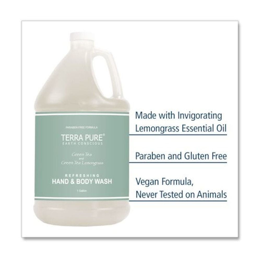 Diversified Hospitality Solutions DHS002294 Terra Pure Body Wash, Green Tea Lemongrass, 1 gal - 4 Count