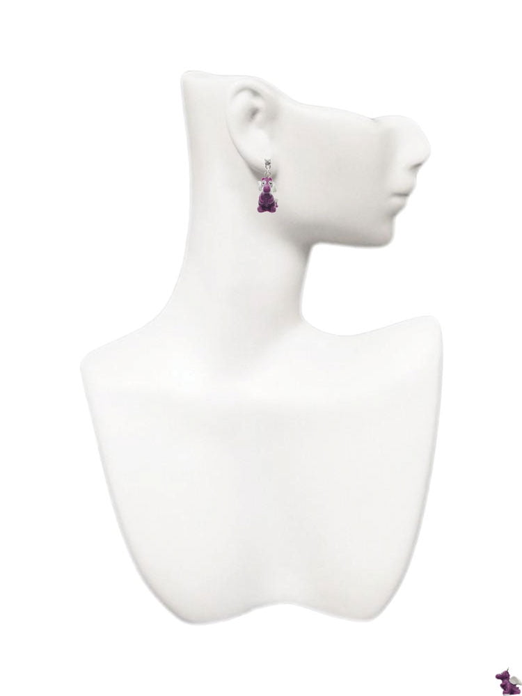 Delight Jewelry Resin Purple Dragon Darling Clear Crystal Post Earrings