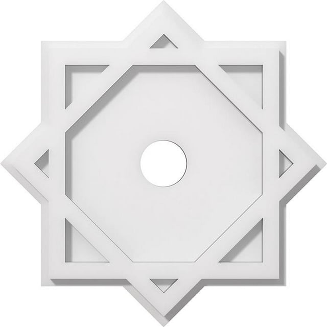 Ekena Millwork CMP14AL-02000 14 in. OD x 2 in. ID Square Axel Architectural Grade PVC Contemporary Ceiling Medallion