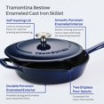 thumbnail image 3 of Tramontina Bestow 10-Inch Enameled Cast Iron Skillet with Lid, Gradated Cobalt, Oven-Safe, 3 of 9