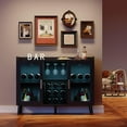 thumbnail image 1 of Freestanding Liquor Cabinet with LED Light, Wine Bar Cabinet for Home, Wine and Coffee Bar with Wine Rack and Glass Holder, Kitchen Buffet Sideboard Storage for Home Living Room, Dining Room, 1 of 6