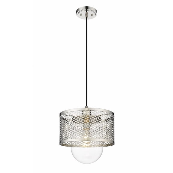 1 Light Pendant In Industrial Style-11.5 Inches Tall And 11 Inches Wide-Polished Nickel Finish    -Traditional Installation Z-Lite 3037P11-Pn