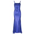 thumbnail image 4 of HKEJIAOI Cadeau de la Saint-Valentin Robe de Bal Mode Femme Été Décontractée Unie Col Carré Camisole Sans Manches Longue Robe Bleue, 4 of 6