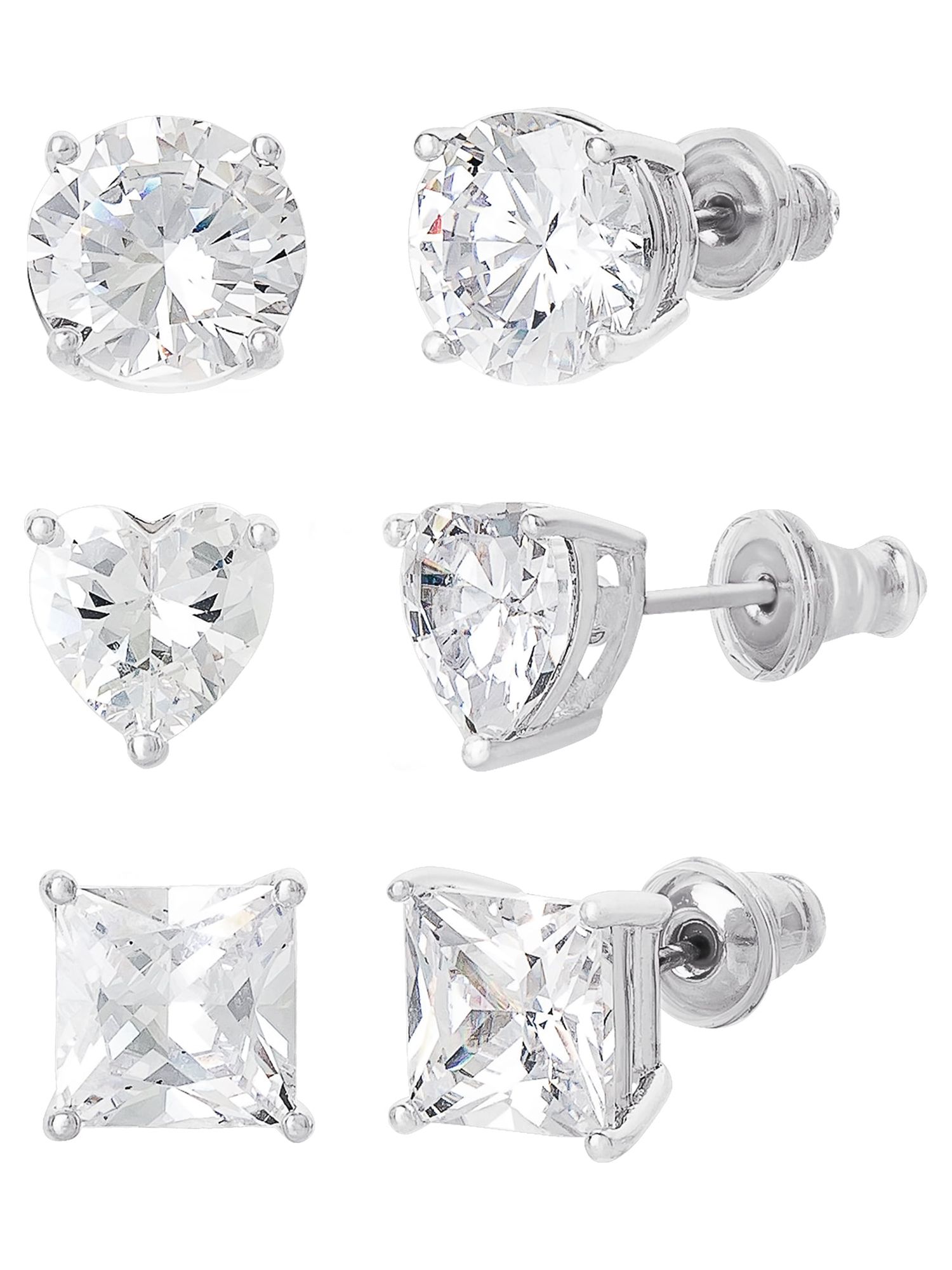 Believe by Brilliance Women's Silver-Plated CZ Earring Set photo 3