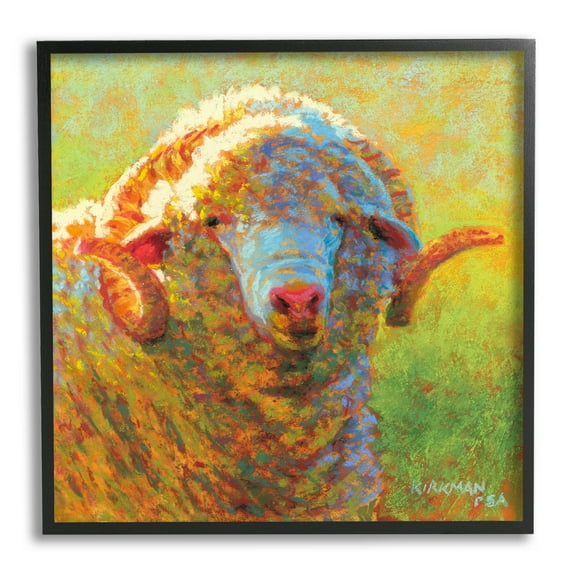 Impressionist Sheep Country Portrait Animals & Insects Painting Black Framed Art Print Wall Art