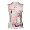 thumbnail image 3 of Custom Name Pink Flamingo Flower Pattern Golf Women Sleeveless Polo XS-4XL, 3 of 5