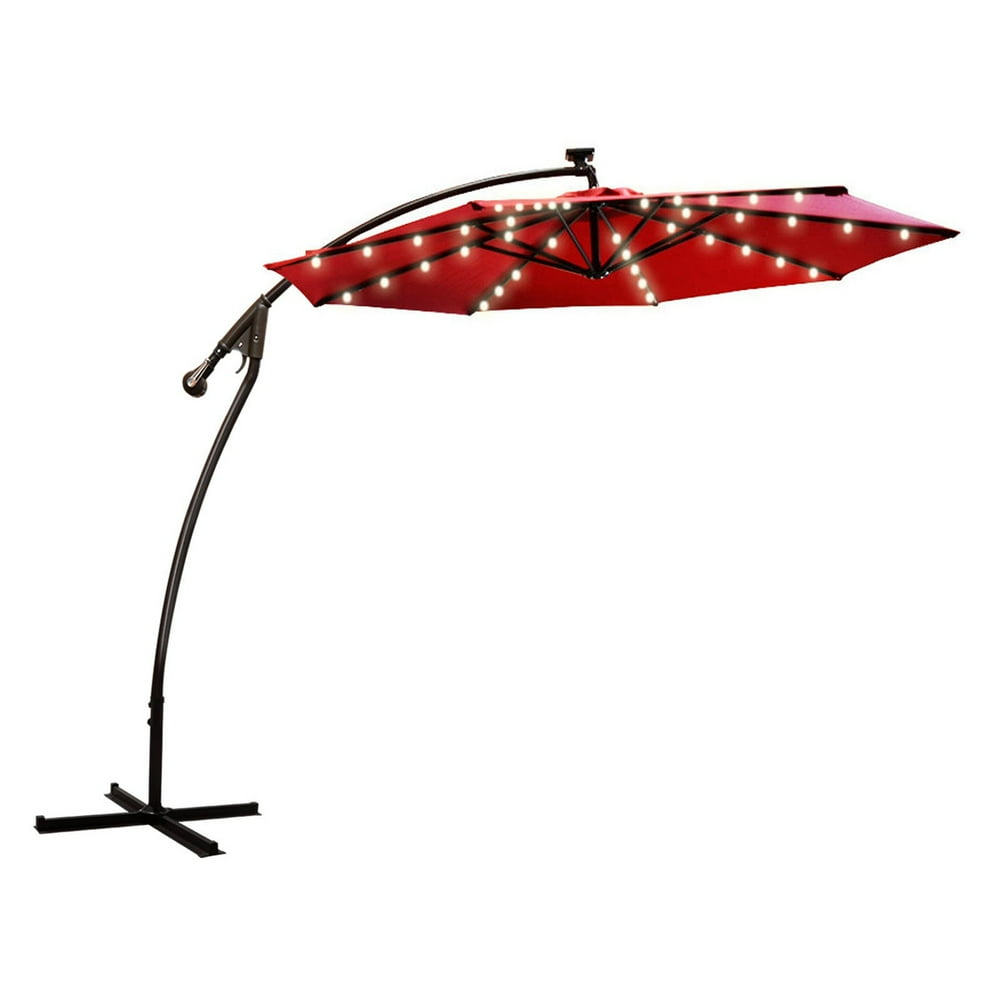 Sunrise Umbrella 9 ft. Cantilever Offset Solar 40 LED Lighted Aluminum Patio Umbrella Walmart