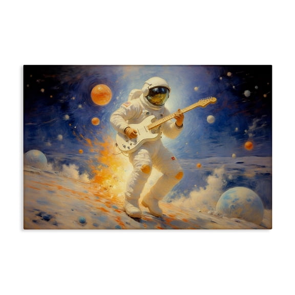 Space Astronaut Musician Canvas Wall Art, design by Angie Hawke