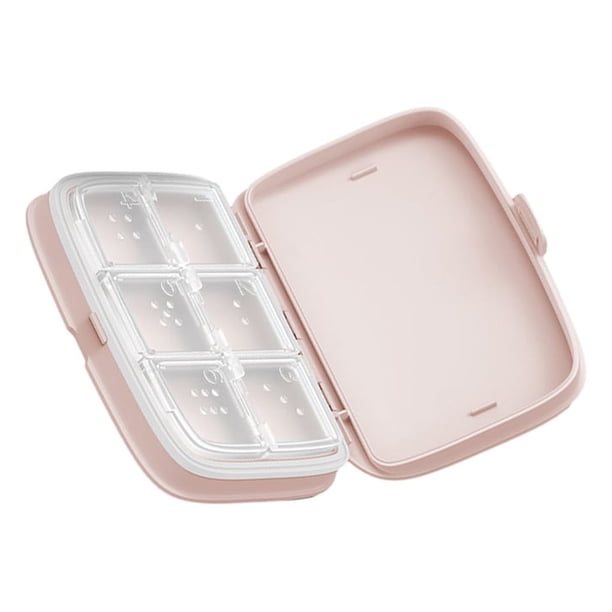 Moyic Tenedor portátil de la píldora del ABS para la gestión diaria de la medicación conveniente y esencial para el viaje Almacenamiento y organización del hogar rosa seis cuadrícula