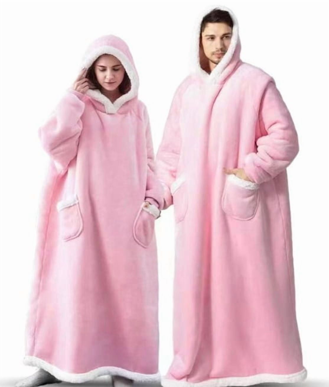 Oversized Wearable Blanket Hoodie, Warm Cozy Fall Winter Loungewear Robe with Hood for Adult, Outdoor Home Use
