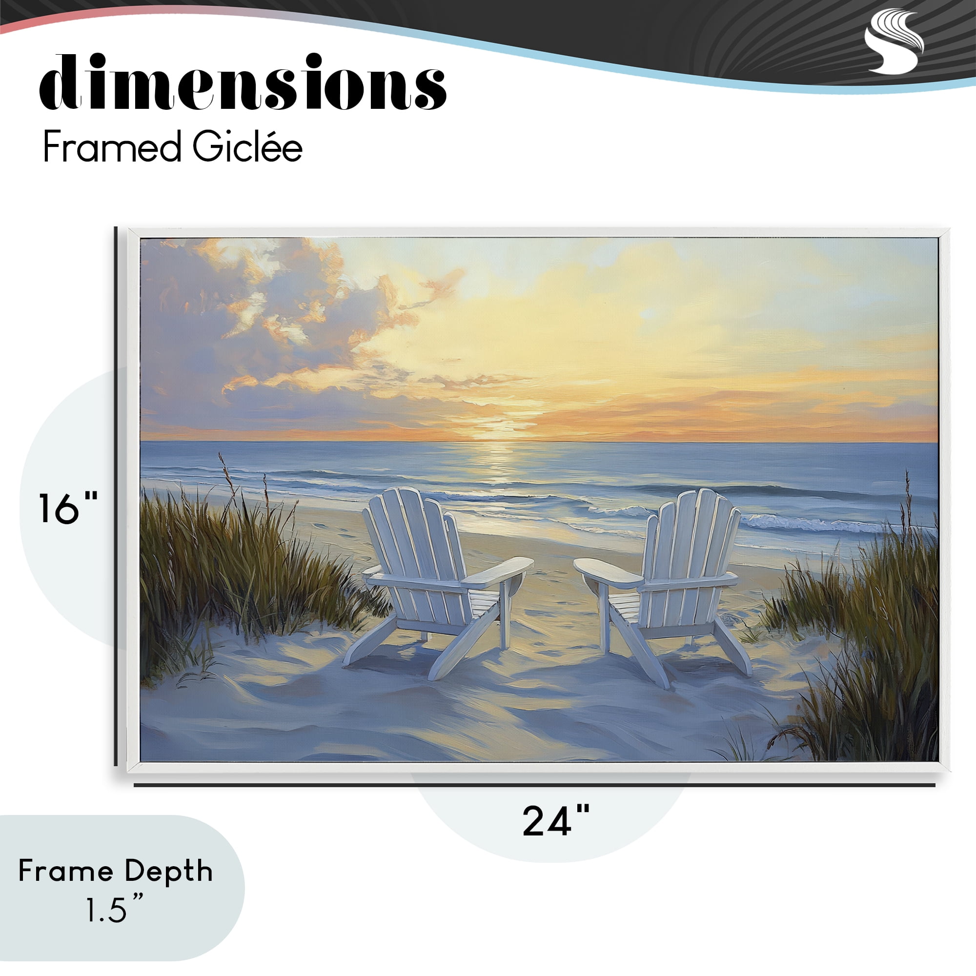 Stupell Industries Calm Beach Sunset Overlook White Framed Giclee Art, design by Petal Prints Design