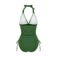 thumbnail image 3 of VISgogo Traje de baño femenino de 2 piezas, camisola de cuello halter de color sólido con cordón + bragas de bikini para mujer, S / M / L / XL / XXL VISgogo  moda, 3 of 9