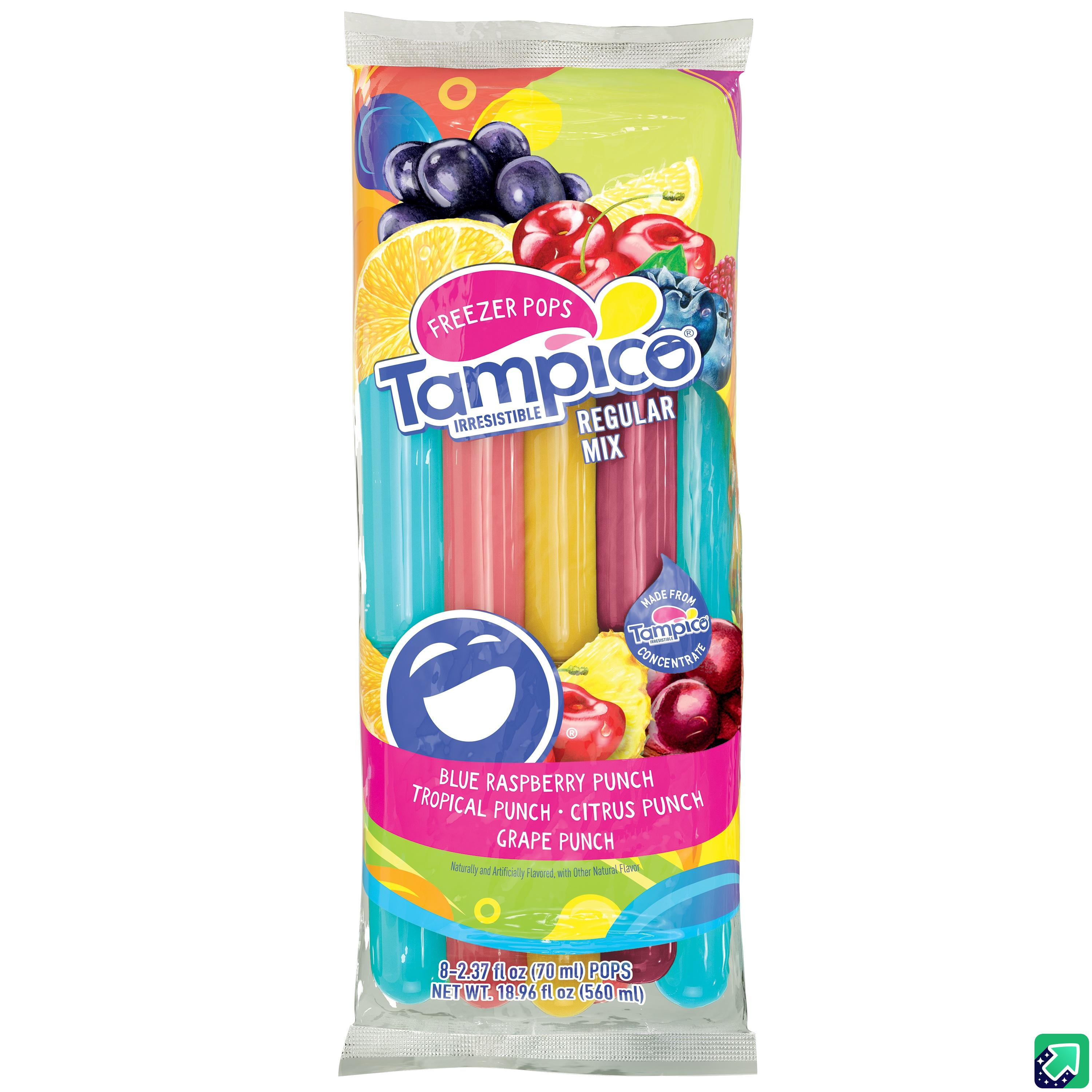Tampico Freezer Ice Pops, Citrus, Tropical, Blue Raspberry, and