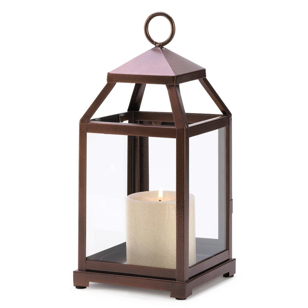 Hanging Lantern Candle, Bronze Contemporary Metal Rustic Modern Candle