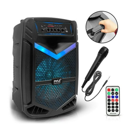 pyle pphp1242b 800 w portable bluetooth pa speaker system with microphone
