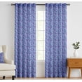 thumbnail image 2 of Vargottam 84 Inch Rod Pocket/Back Tab Cotton Curtains for Windows and Doors - Light Filtering Cotton - Light Filtering Drapes For Doors - Set of 2 Panels, 52"x84" - Floral Vine Print (Blue), 2 of 8