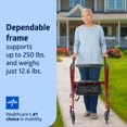 thumbnail image 2 of Rollator Walker Medline Superlight plegable de aluminio rojo, 2 of 6