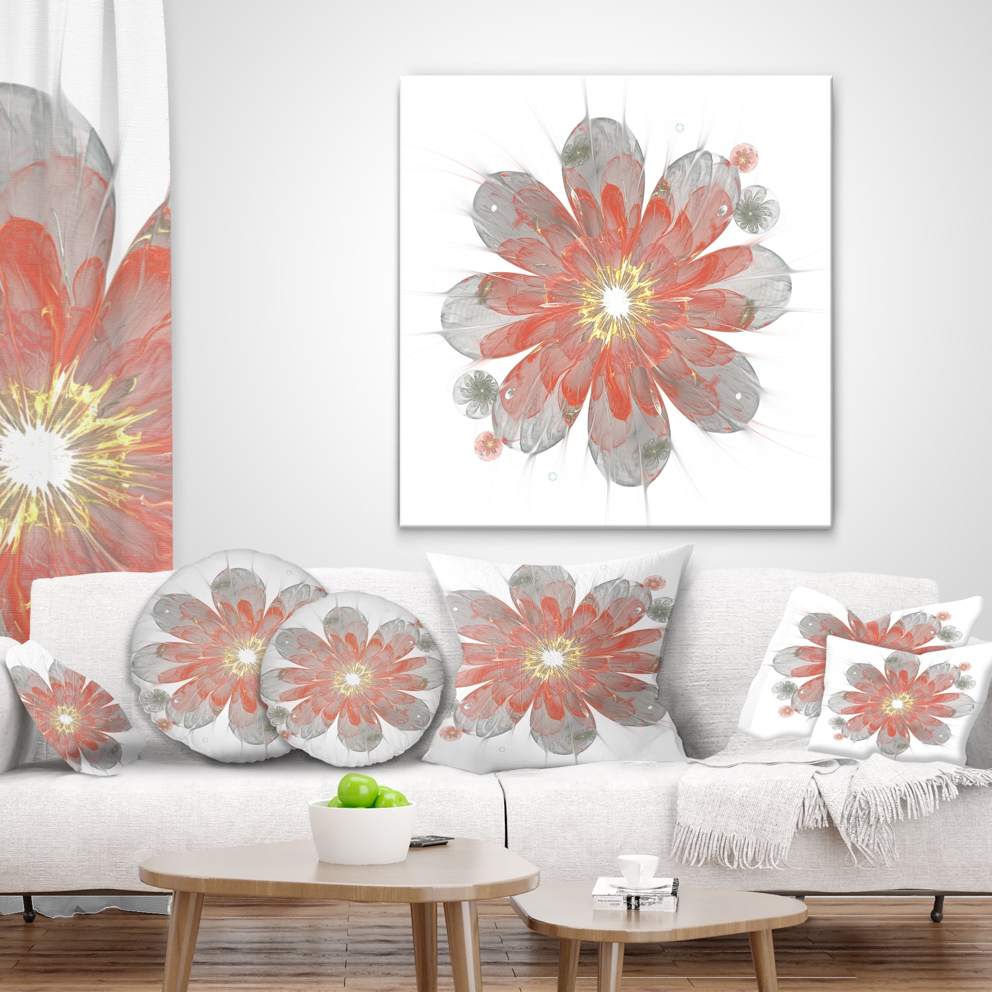 Designart 18" x 18" Red Polyester Throw Pillow