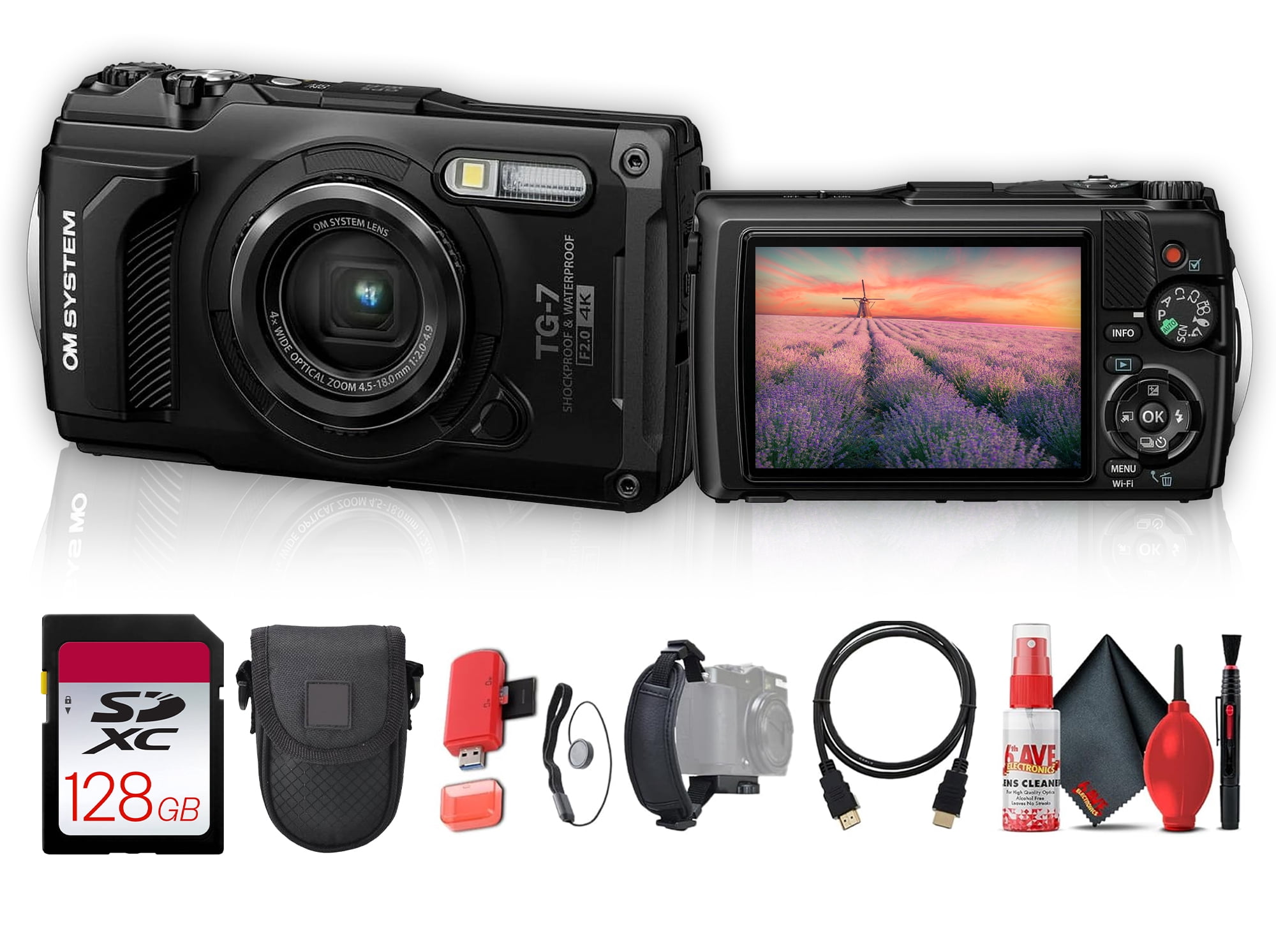 Olympus TG-6 Waterproof Camera Bundle - Extra Batteries, 64GB Card