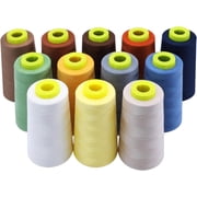 EVERLOCK Serger Thread Set  12 Cones, Earth & Neutral Tones  3000 Yards Each  40 Weight, 2-Ply Spun Polyester  Overlock Thread for Serger Machines  Strong, Low-Lint Performance