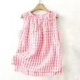 thumbnail image 5 of Karymi Womens T Shirts Gingham Sleeveless Tank Top, Casual Crinkle Checkered Blouse with Shoulder Tie, Loose‑Fit Layered Summer Vest Womens Summer Tops, 5 of 6