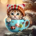 thumbnail image 4 of Loyerfyivos Christmas Ornaments Teacup Cat Decorations Kitten Kawaii Snowflake Hanging Christmas Ornaments 2024 Vintage Party Holiday Santa New Year for Mini Christmas Tree Supplies Merry Christmas, 4 of 8