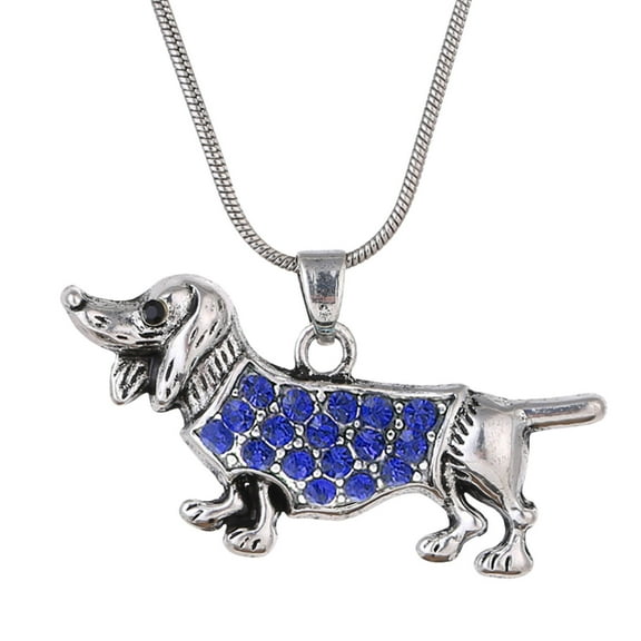 Guodhu Dachshund Weenie Dog Birthstone Necklace Gifts for Women, Crystal Charm Chain Necklaces Jewelry for Dog Lovers