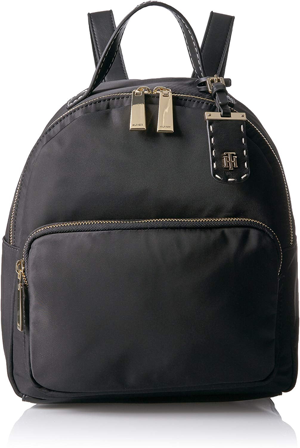 Tommy Hilfiger Tommy Hilfiger Julia Zip Closure Pebble Leather Dome Mini Sized Backpack, Black
